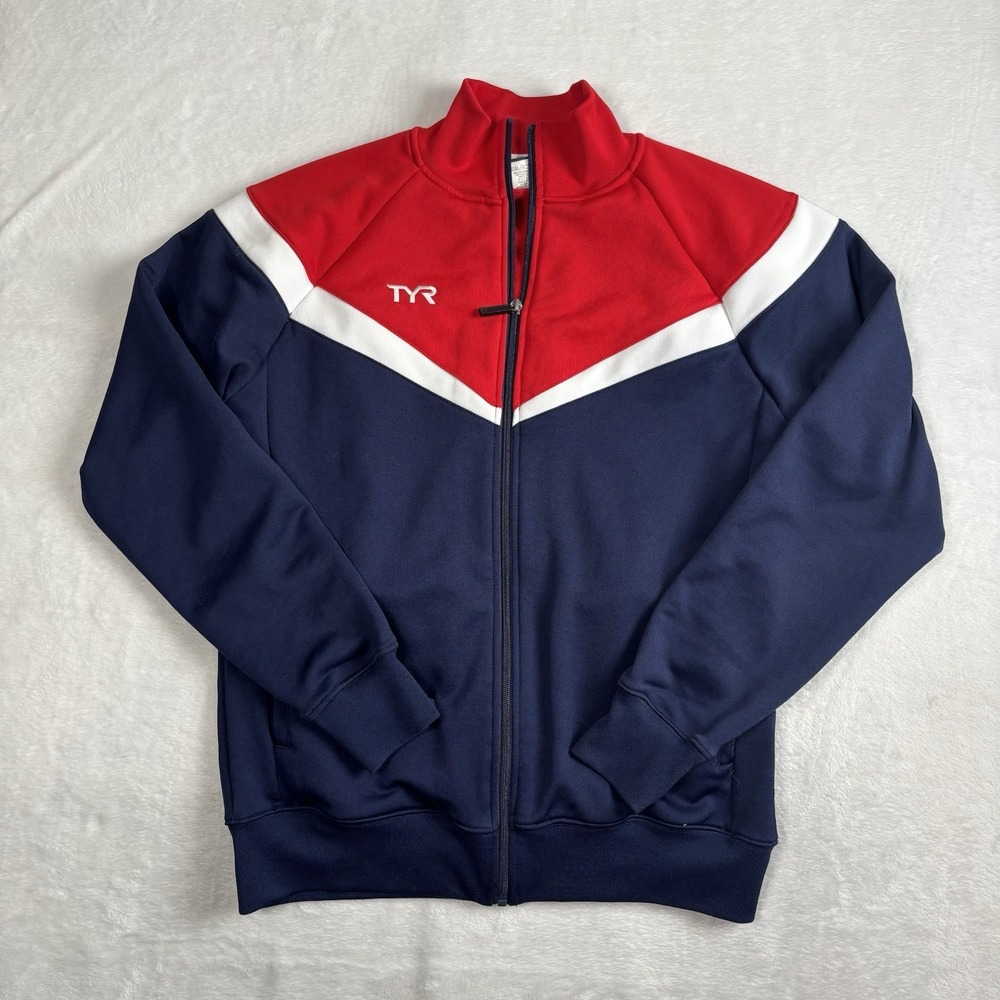 TYR Full Zip Red Blue Long Sleeve Track Jacket Men's Small‎